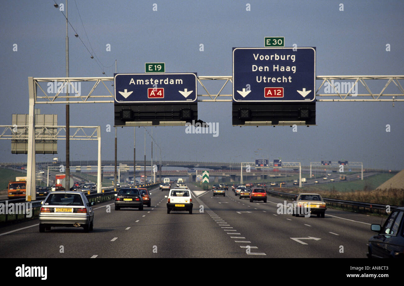 National highway Amsterdam Hague Rotterdam night Netherlands Holland