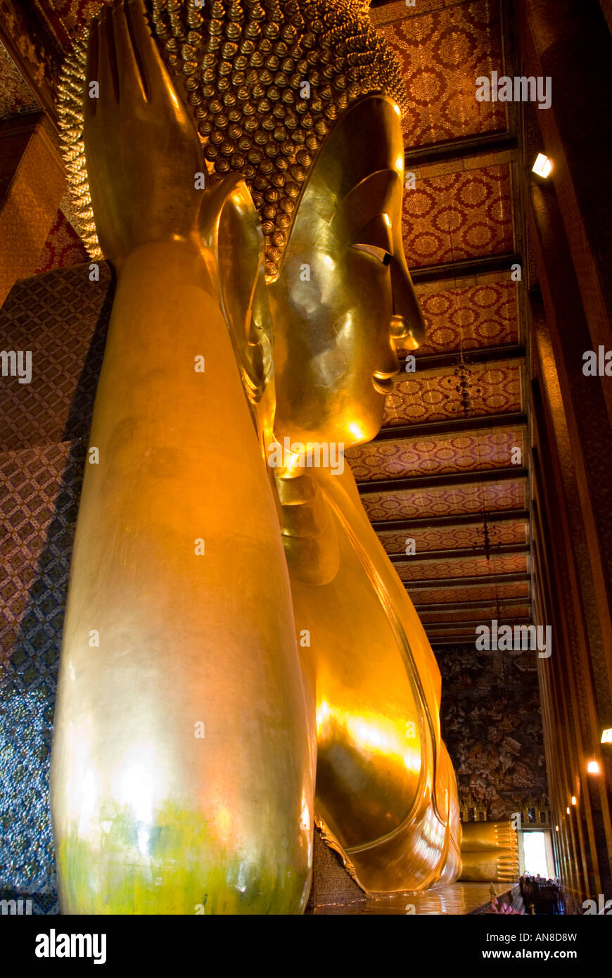 Reclining Buddha Wat Po Bangkok Thailand Stock Photo