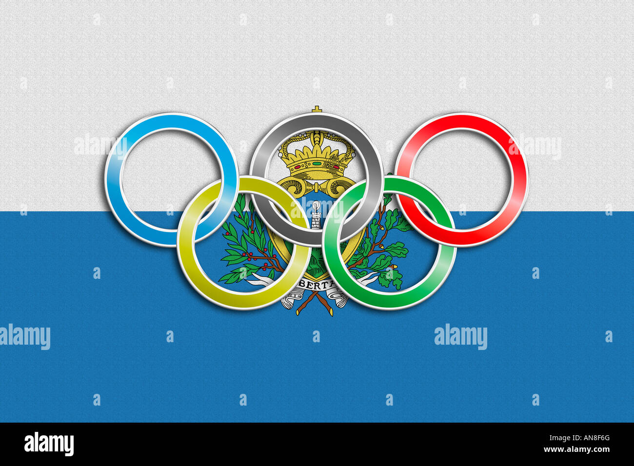 Flag of San Marino with olympic symbol Stock Photo Alamy