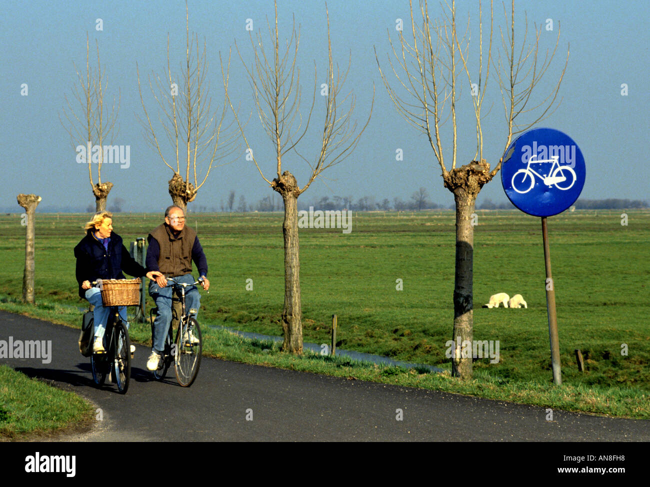 bicycle cycle bike road sign Netherlands Holland Stock Photo