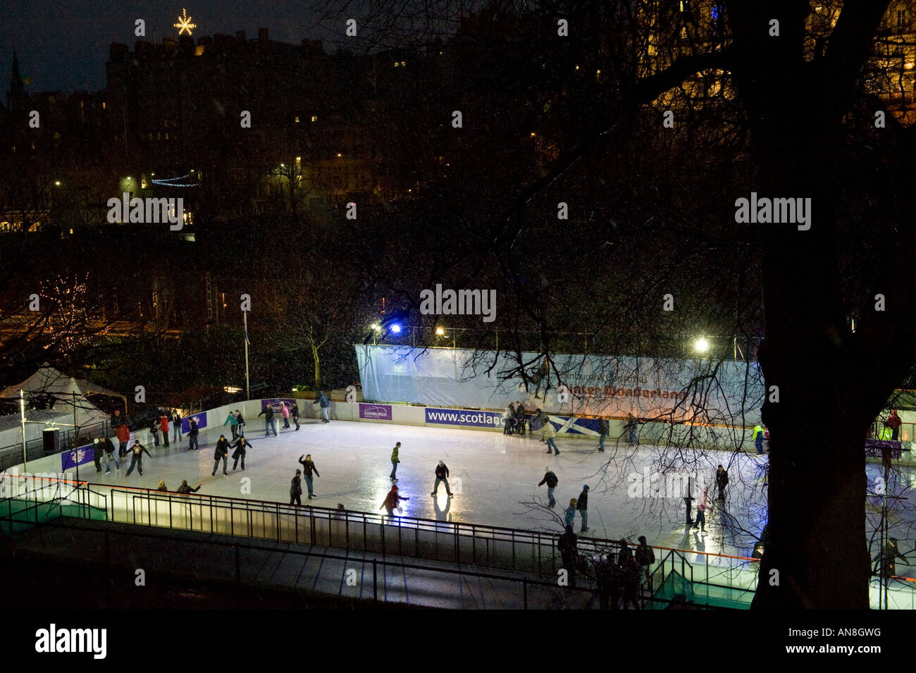 Edinburgh outdoor ice skating rink December 2007 Stock Photo Alamy
