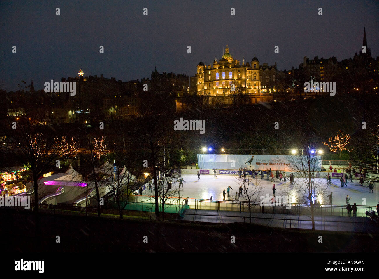 Edinburgh outdoor ice skating rink December 2007 Stock Photo Alamy