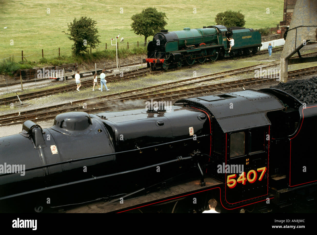 Steam trains for all to see at Steamtown Museum Carnforth Stock Photo Alamy
