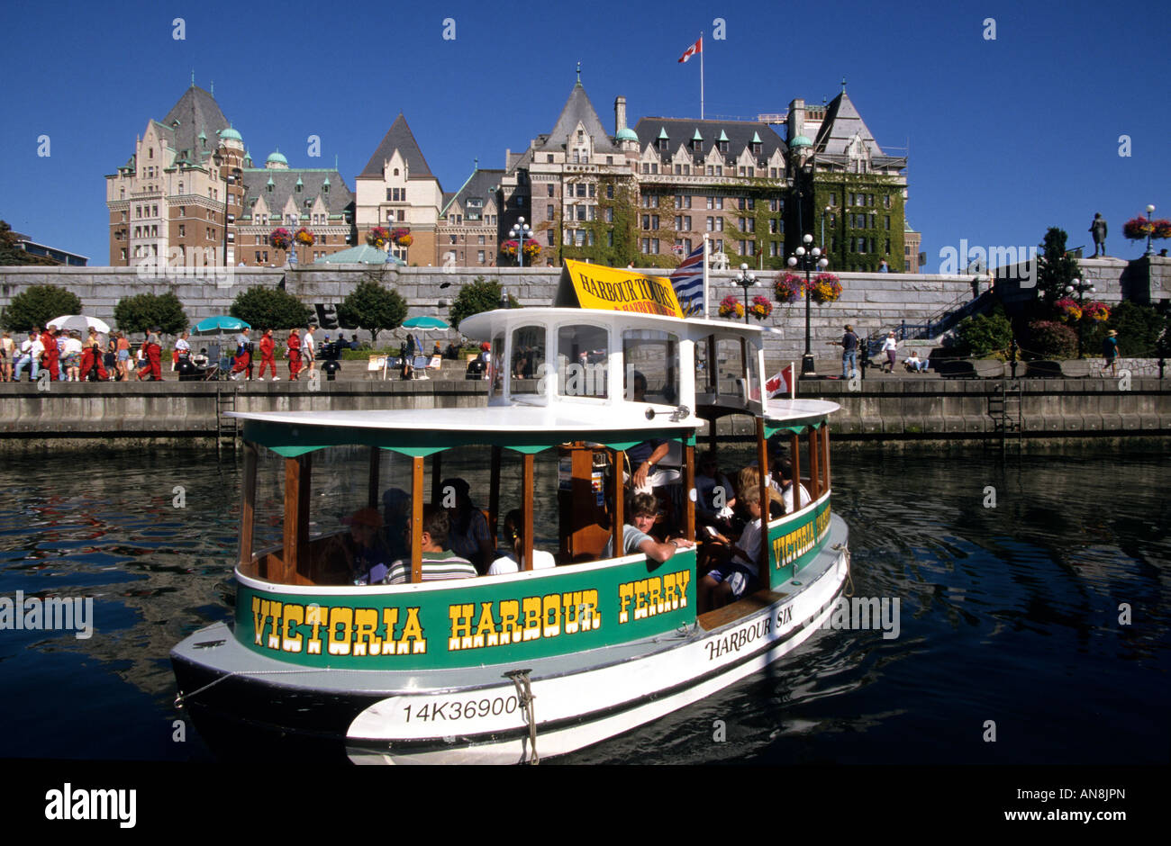 passenger ferry and empress hotel Victoria British Columbia Canada Stock Photo