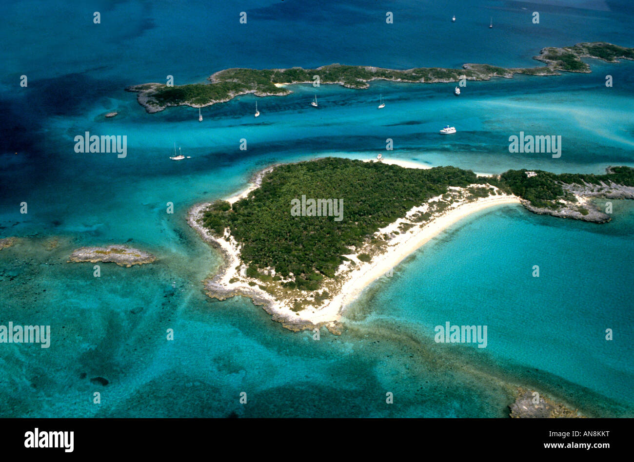 Aerial view of the northern Exumas Bahamas Stock Photo