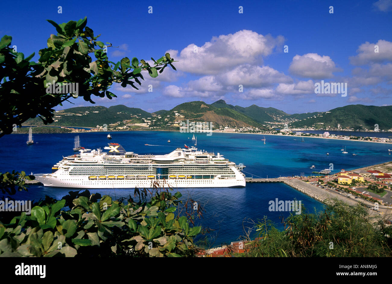 St Maarten st Martin cruise ship Philipsburg capital, Caribbean. Stock Photo