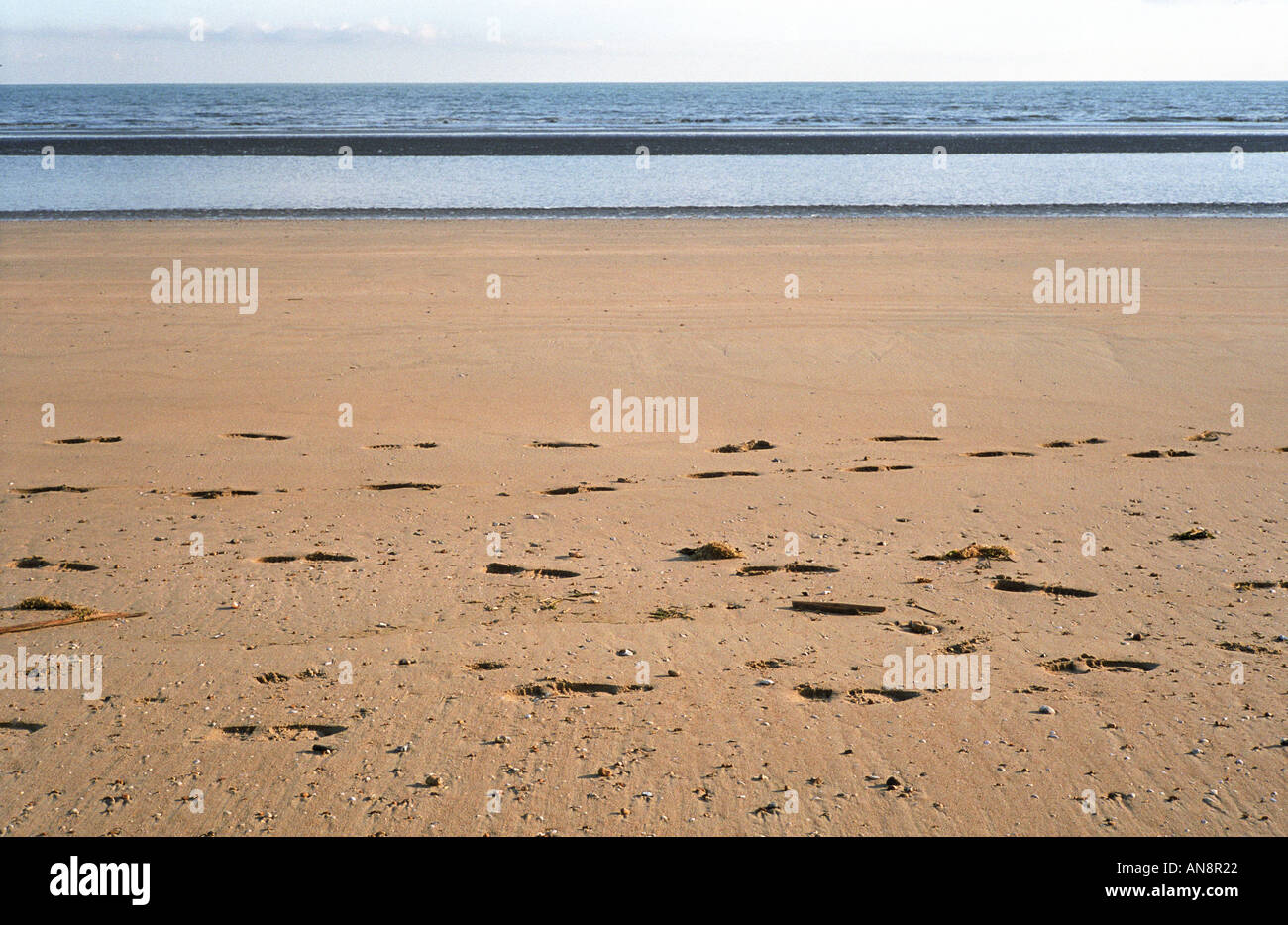 camber sands empty beach Stock Photo