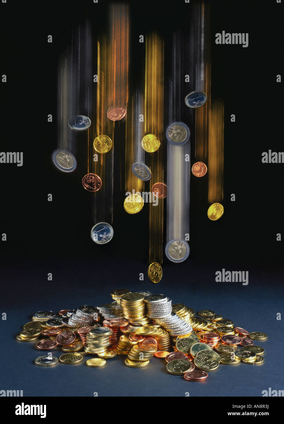 Raining european coins Stock Photo