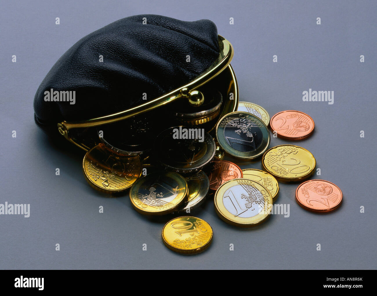 Purse with euroopean coins Stock Photo