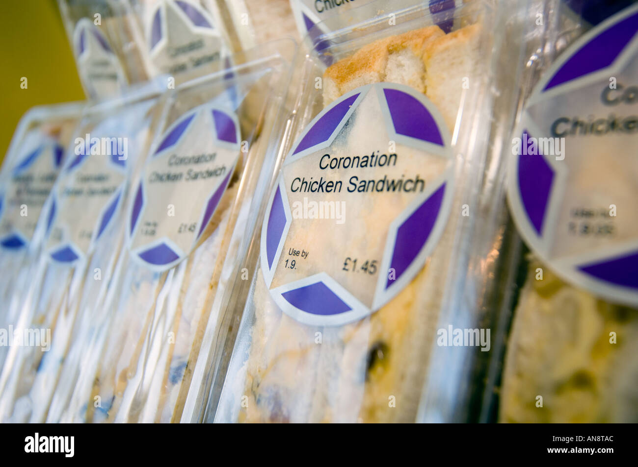 display of prepackaged sandwiches in a supermarket Stock Photo