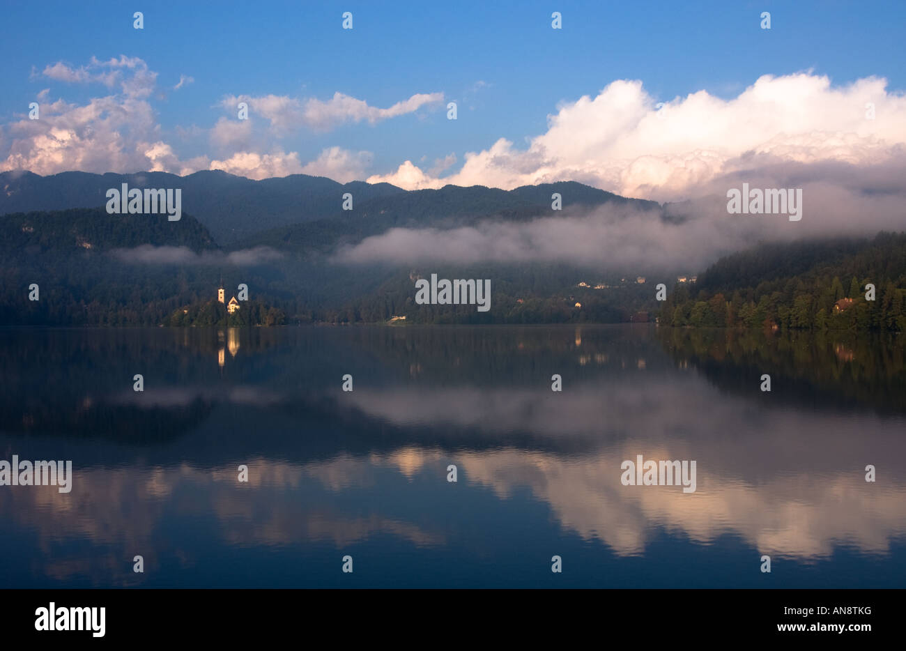 Misty Morning Lake Bled Slovenia Stock Photo - Alamy