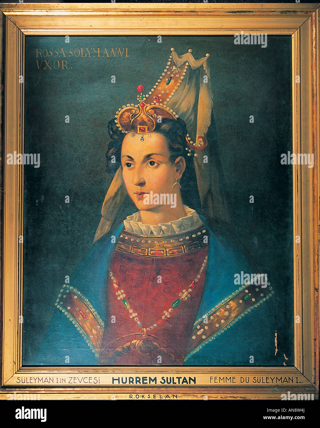 Painting of Hurrem Sultan Roselan , wife of Sultan Suleiman the Magnificent, Topkapi Palace Museum . Stock Photo