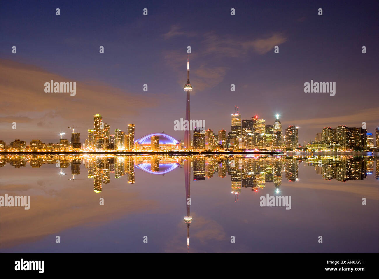 Toronto skyline reflected in Lake Ontario Stock Photo - Alamy