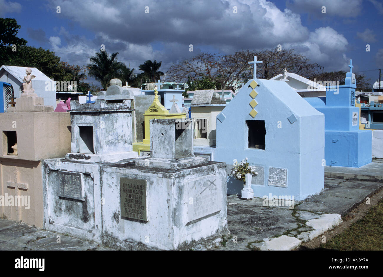 cemetery in Cozumel Island Mexico Stock Photo
