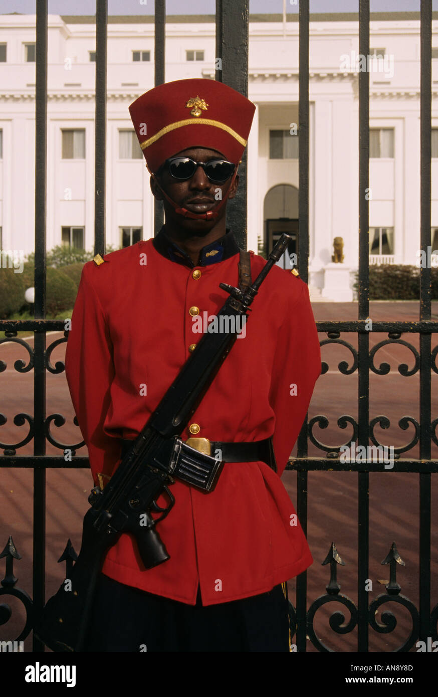 armed guard in front of the presidential palace Dakar Senegal Africa Stock Photo