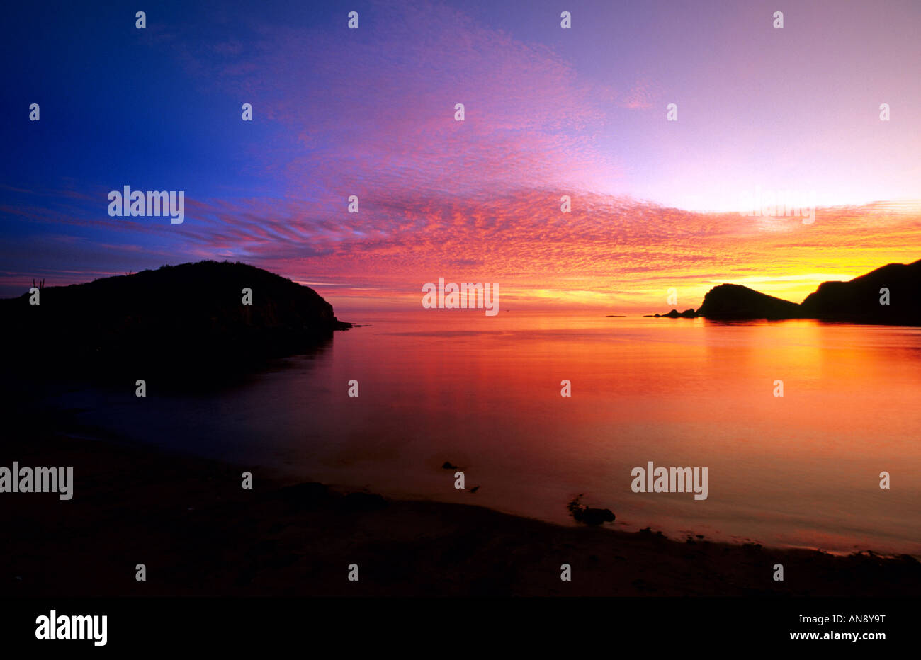 Sunset San Carlos, Sea of Cortez, Baja California, Mexico Stock Photo