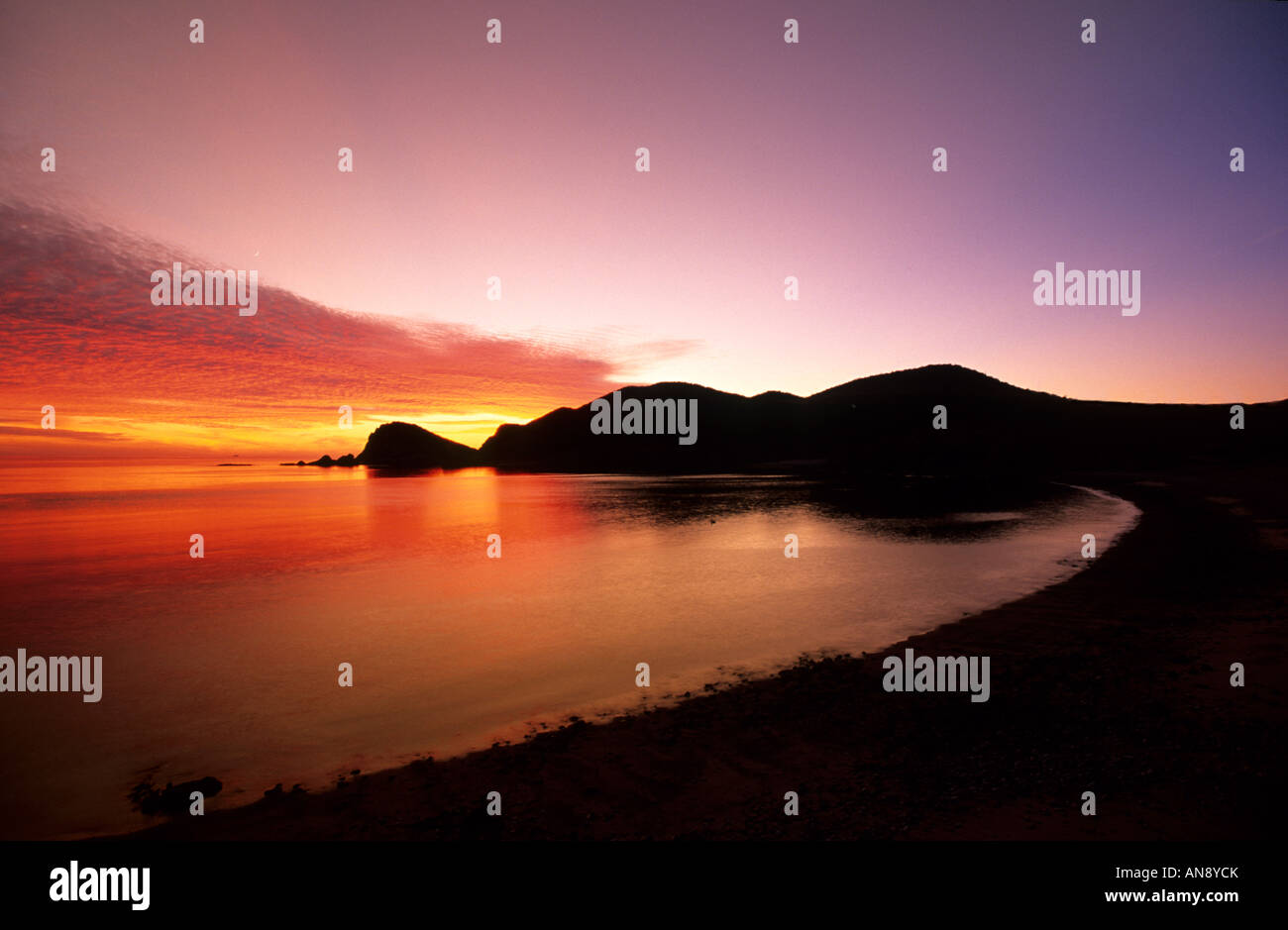 Sunset San Carlos, Sea of Cortez, Baja California, Mexico Stock Photo