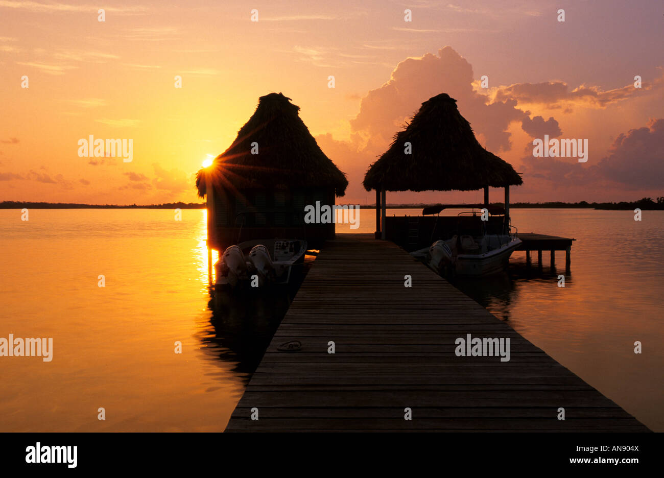 Sunrise Ambergris Caye Belize Stock Photo