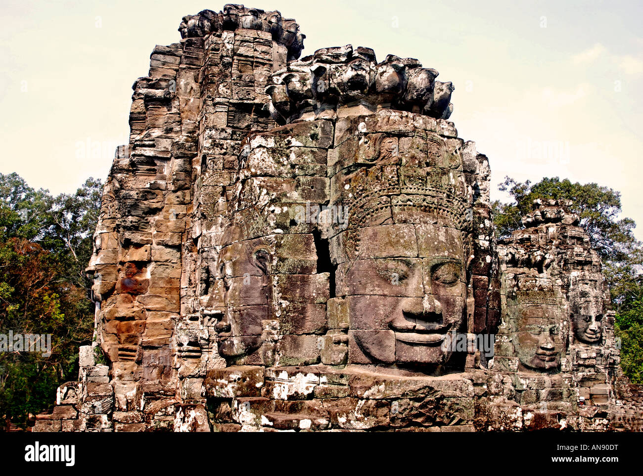 Asia Suryavaman Cambodian Indochina   Thom Bayon Cambodia beside Angor Wat Kmer Cambodian Indochina Stock Photo