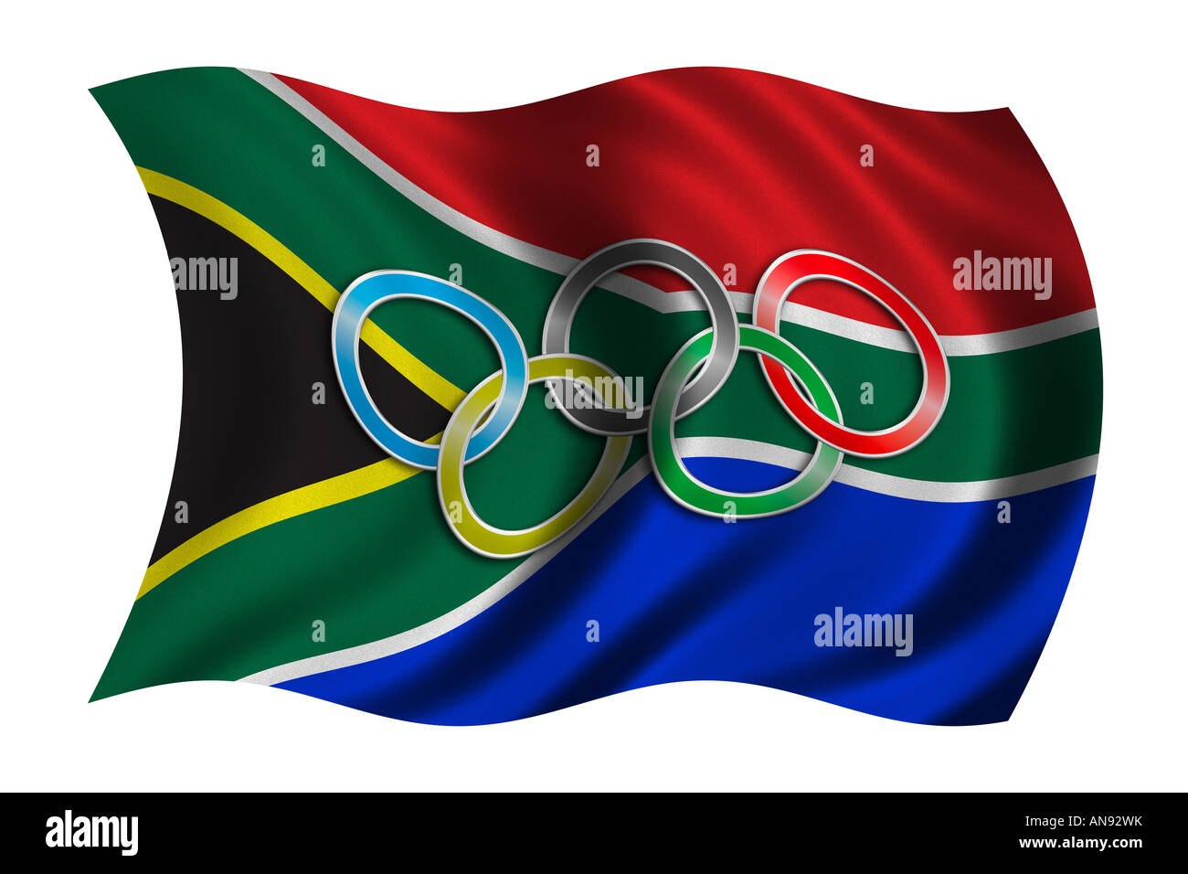 Flag of South Africa with olympic symbol Stock Photo Alamy
