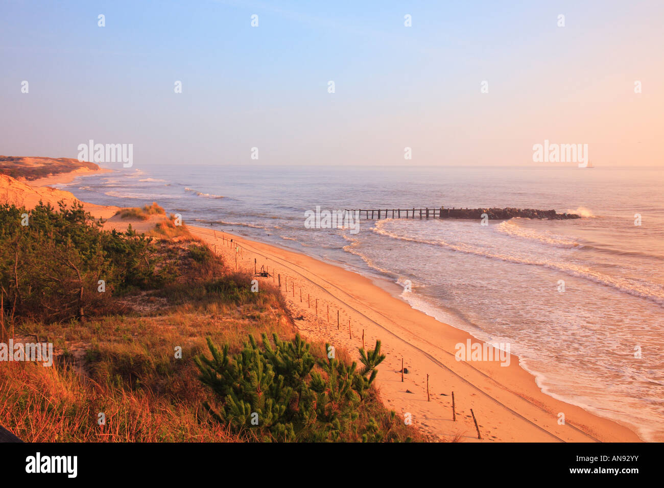 Schooner passes Herring Point, Cape Henlopen State Park, Lewes