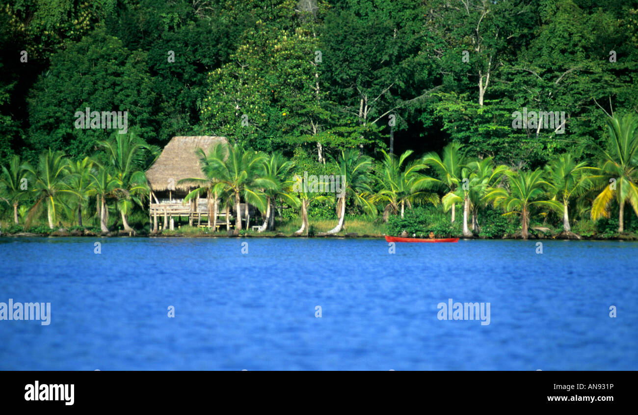 Native hut, Bocas del Toro, Panama Stock Photo
