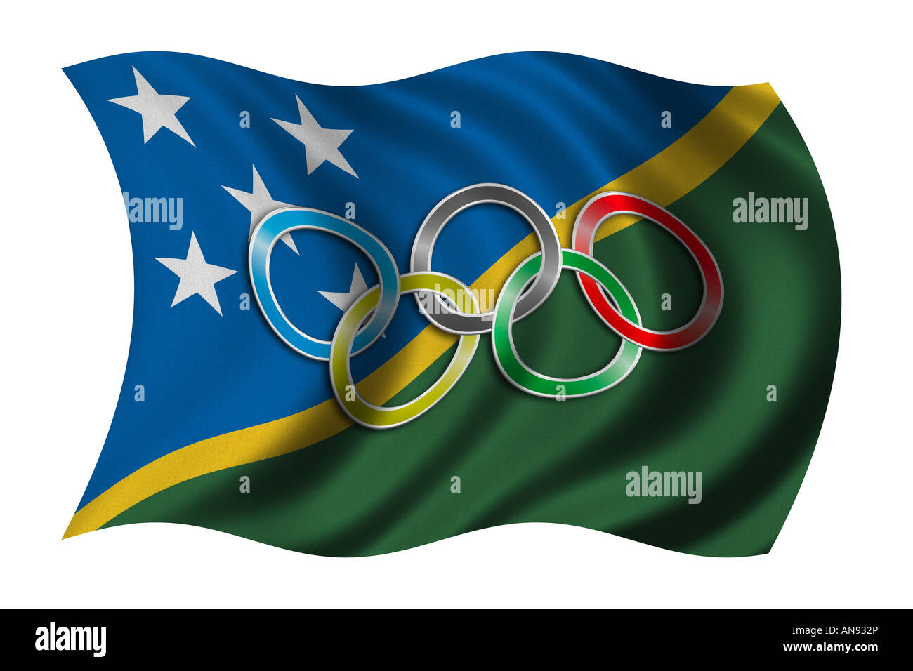 Flag of Solomon Islands with olympic symbol Stock Photo Alamy