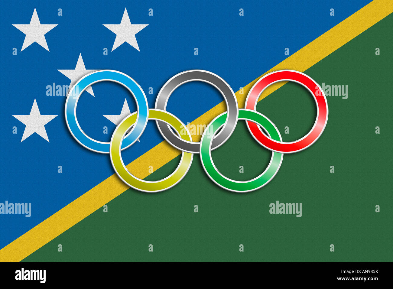 Flag of Solomon Islands with olympic symbol Stock Photo Alamy