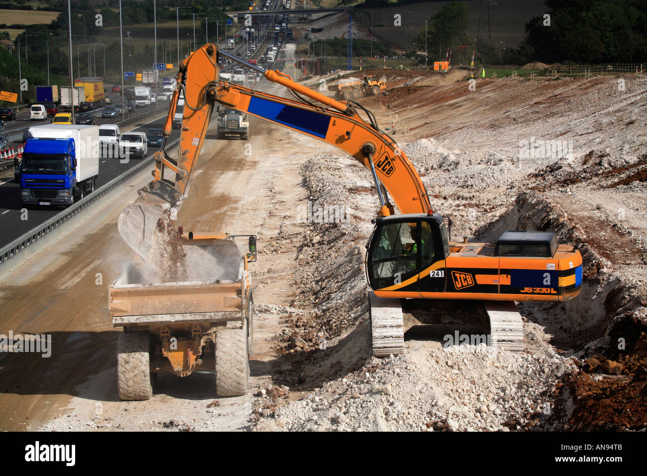 M1 m motorway road widening widen Stock Photo