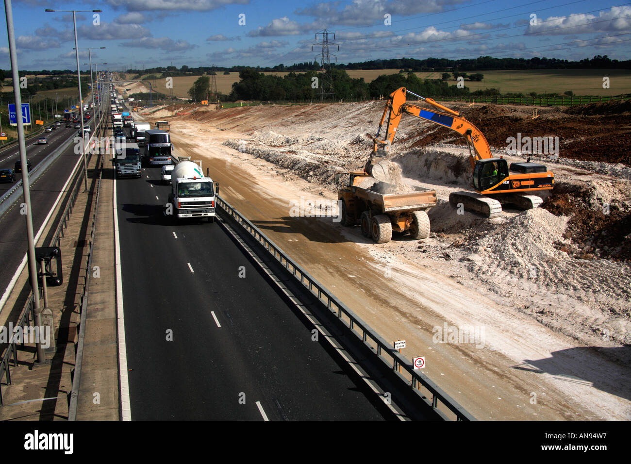 M1 m motorway road widening widen Stock Photo