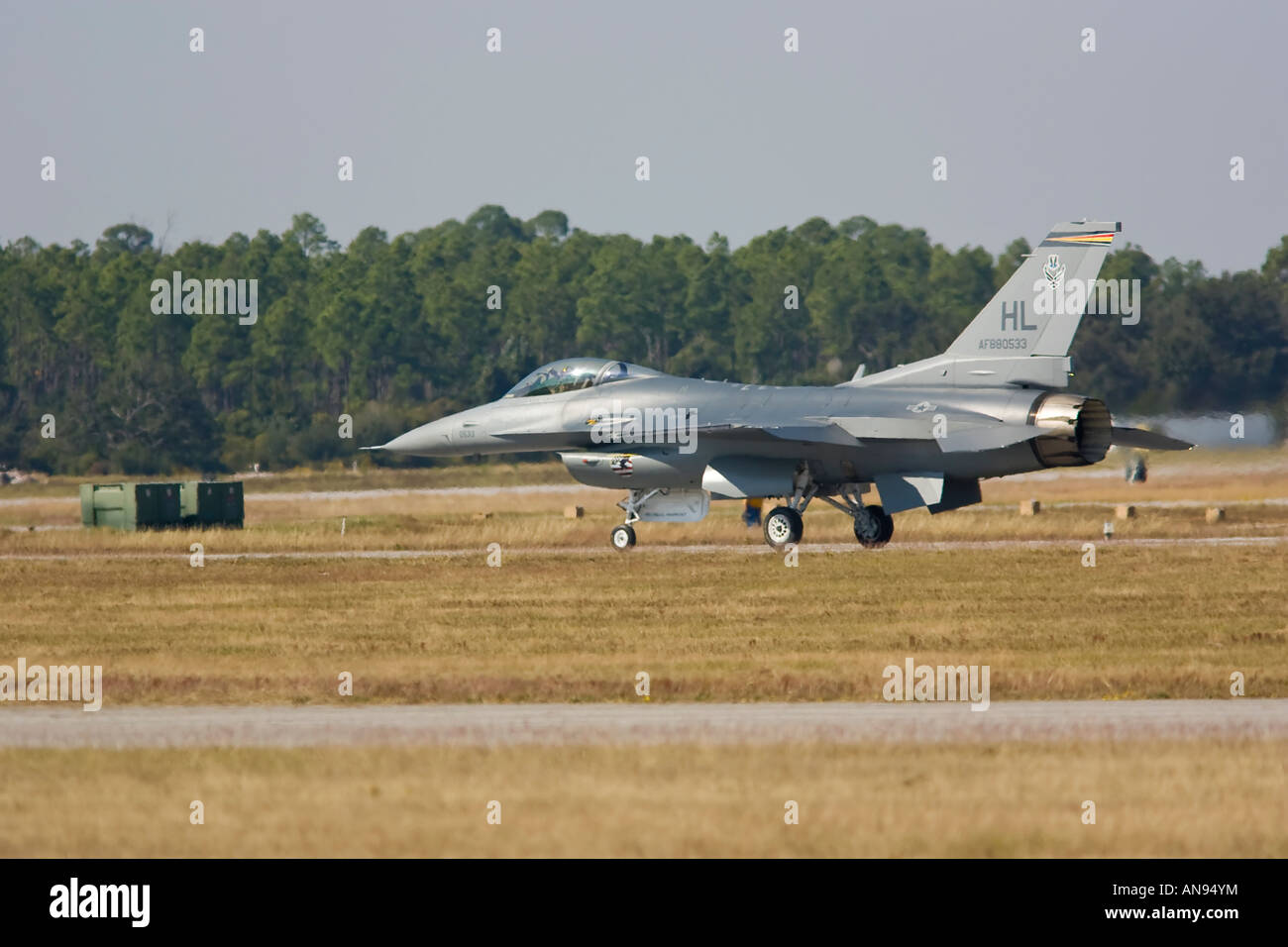 F-16 Fighting Falcon Viper on runway Stock Photo
