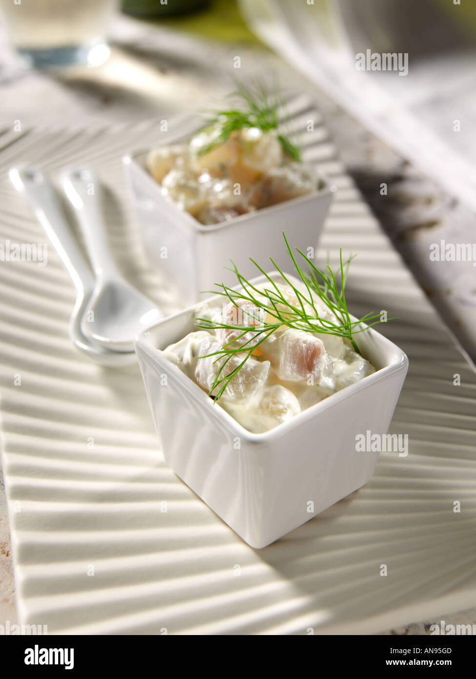Marinated Halibut appetizers Stock Photo Alamy