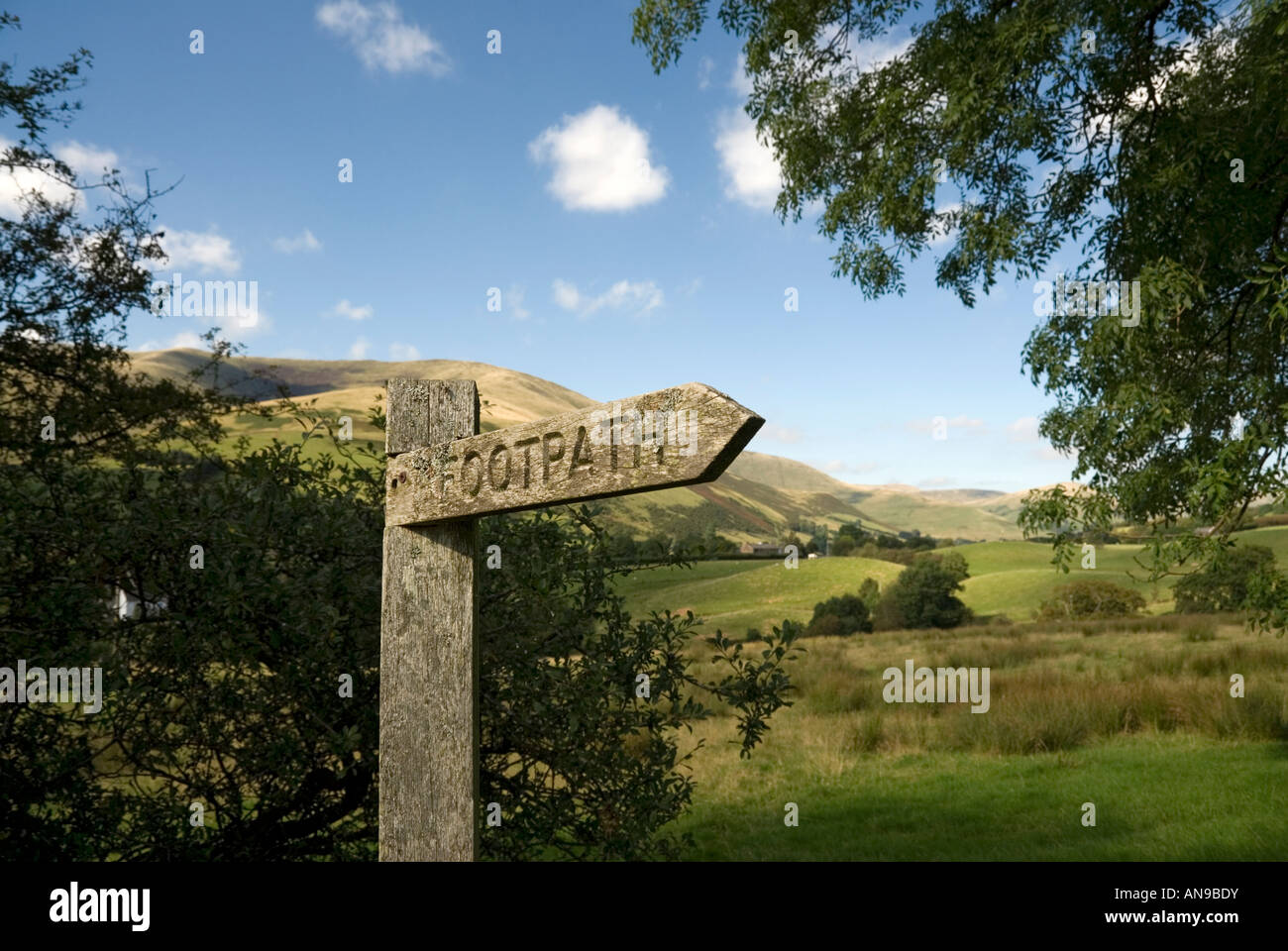 Footpath sign post Yorkshire Dales National Park Stock Photo