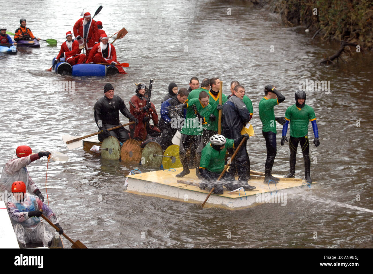 Boxing day Raft Race at Matlock Bath in Derbyshire fundraising for the