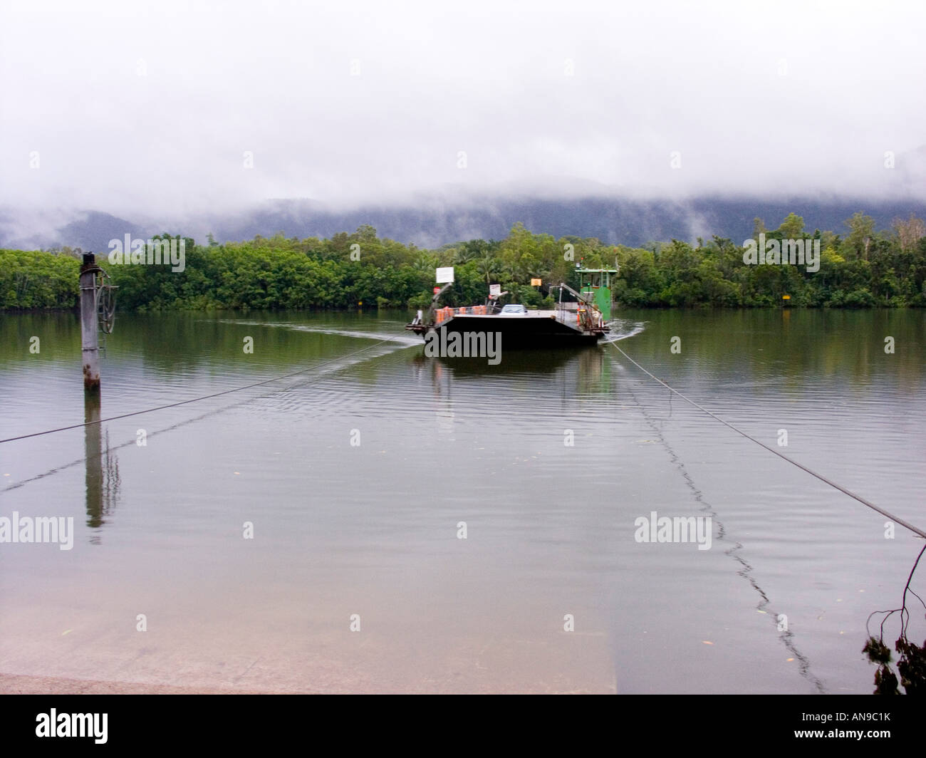 Ferry, Daintree River, Daintree Rainforest,Queensland, Australia Stock