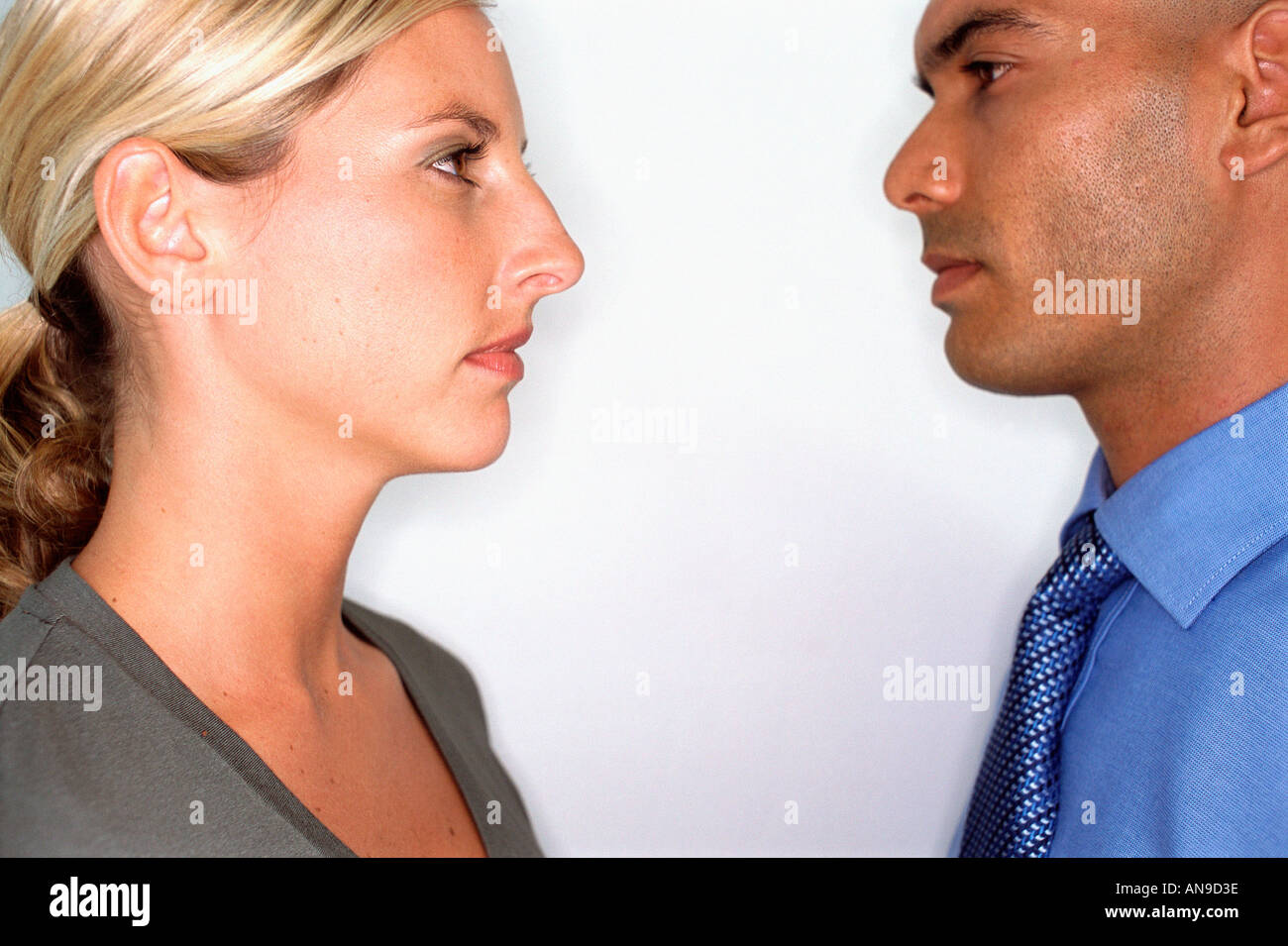 Profiles of male and female Stock Photo
