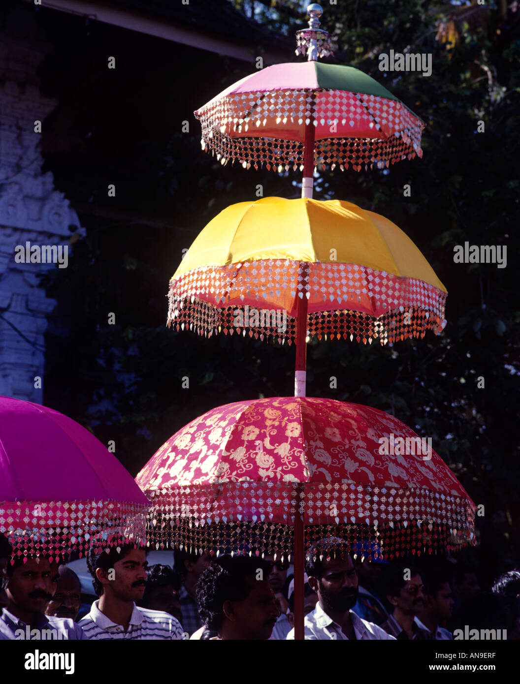 SILKEN UMBRELLAS USED DURING FESTIVITIES KERALA Stock Photo Alamy