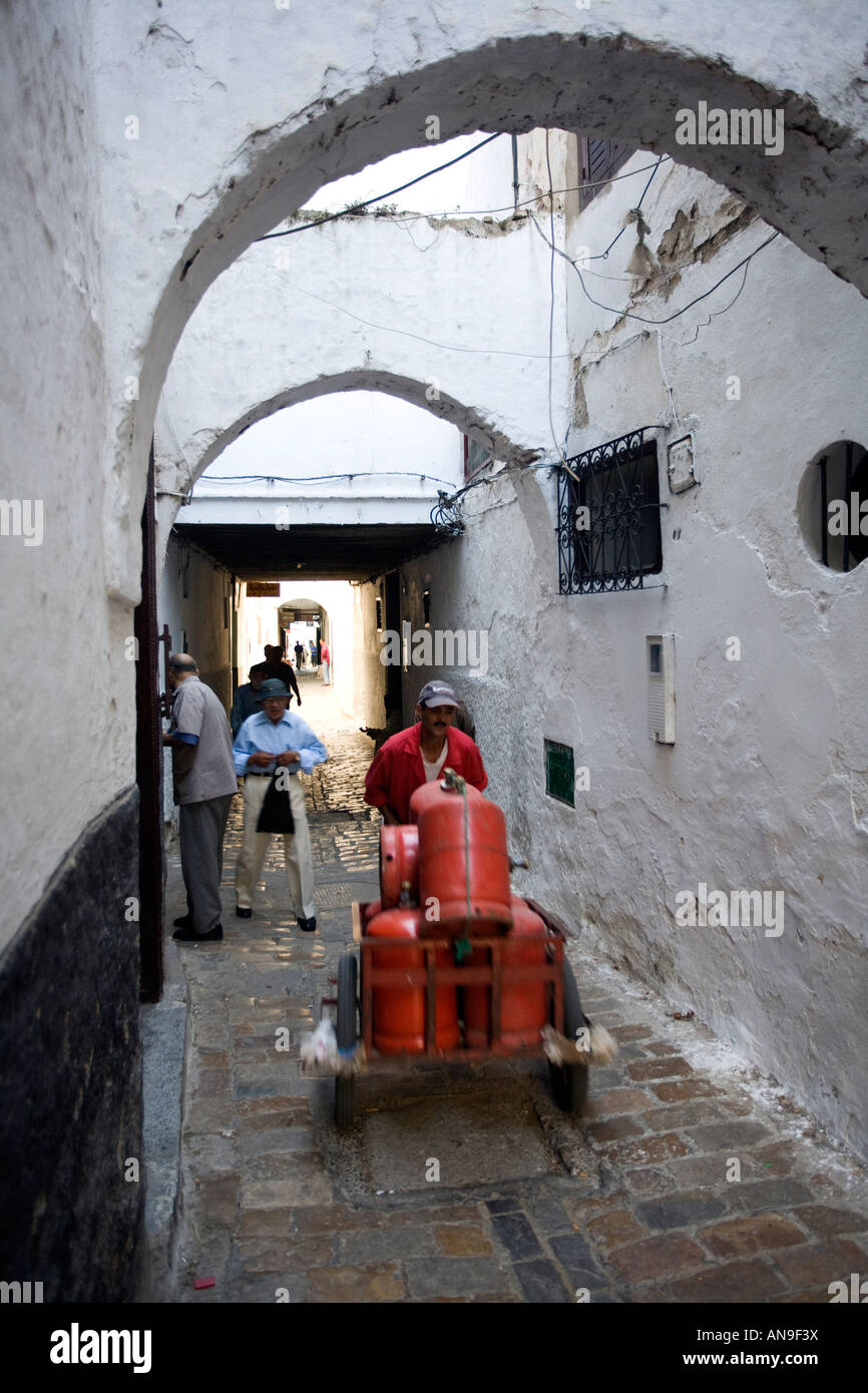 Gas bottle delivery in the medina, Tetouan, Morocco Stock Photo Alamy