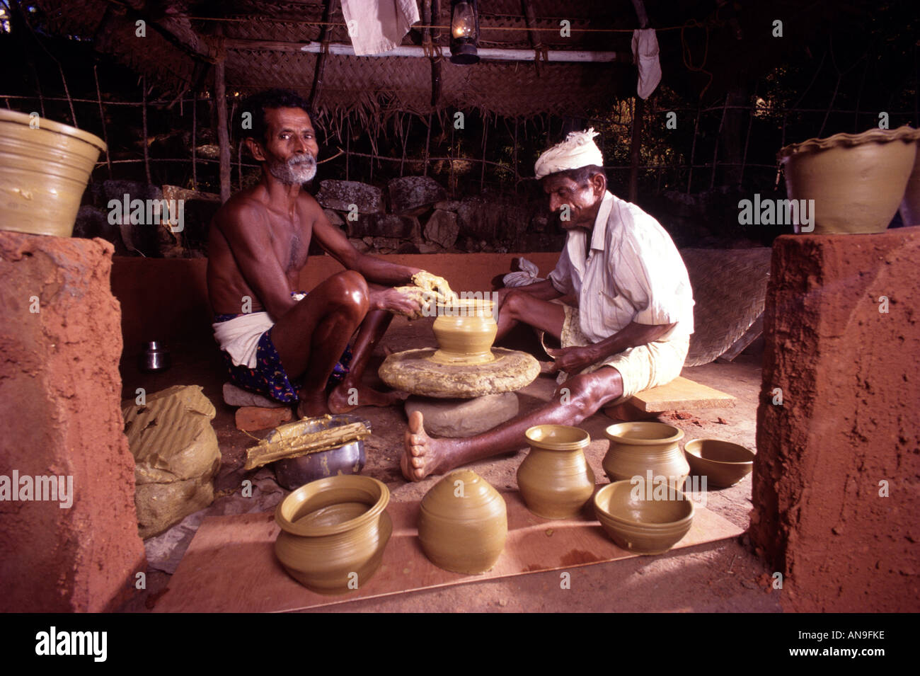 POTTERS AT WORK IN NILAMBUR KERALA Stock Photo