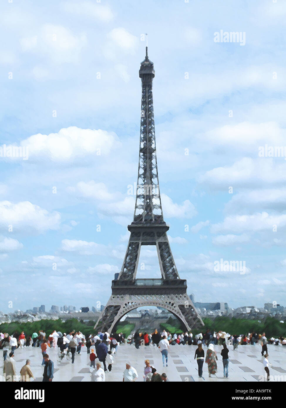 Palais de Chaillot and Eiffel Tower Stock Photo