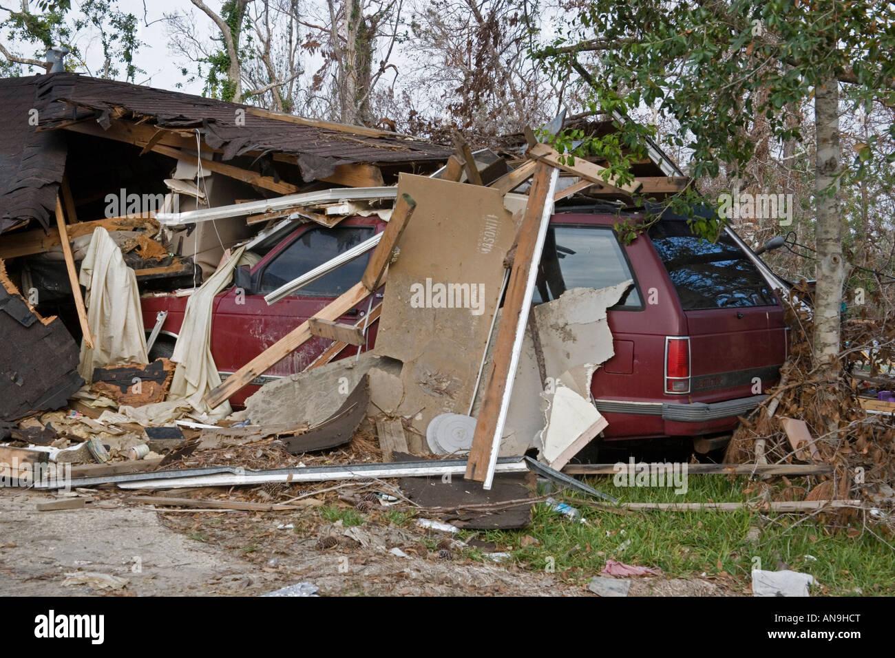 Damage caused by Hurricane Katrina Waveland Mississippi Stock Photo Alamy