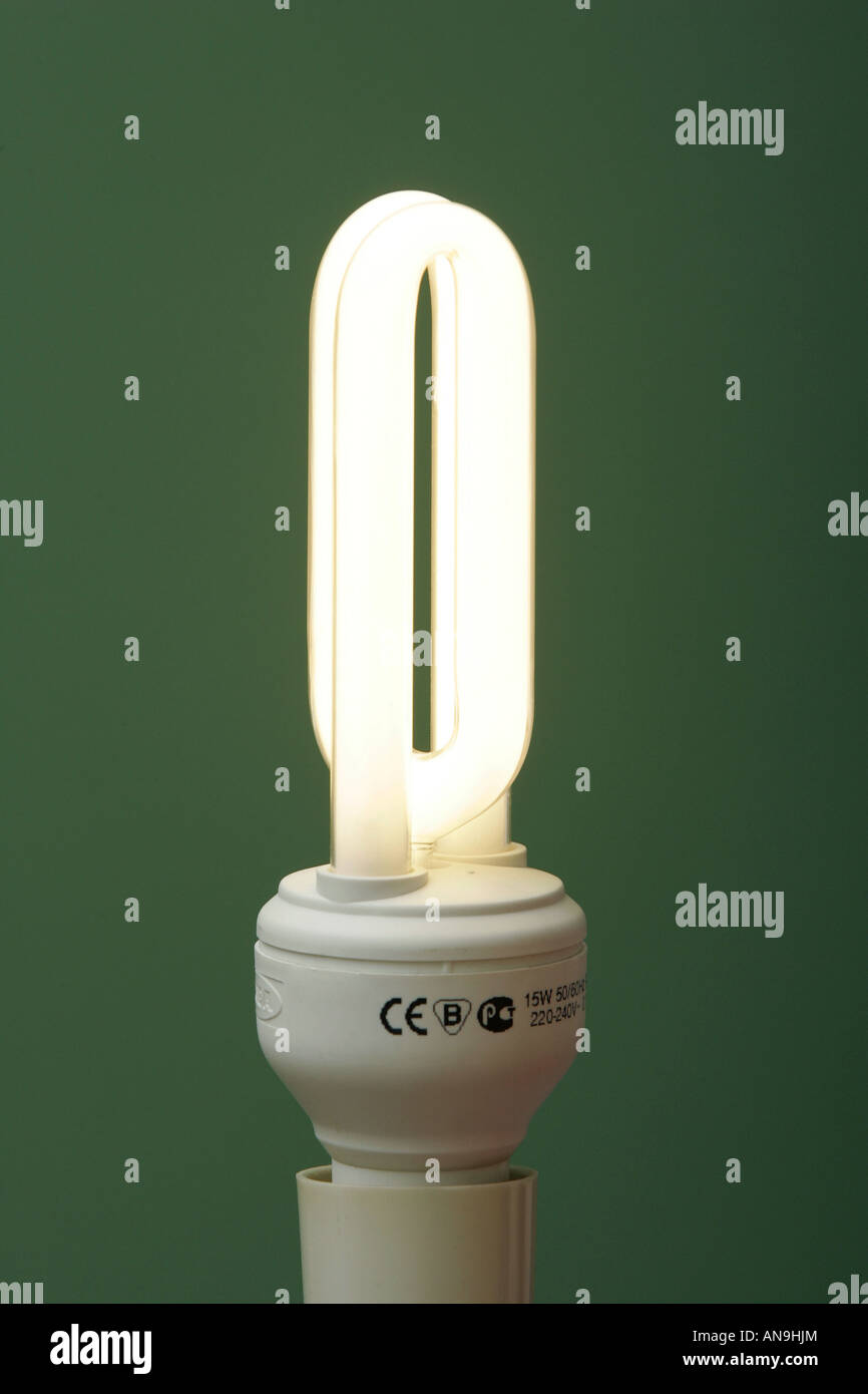 A CE MARKED ENERGY SAVER LIGHT BULB PICTURE BY GARY DOAK Stock Photo