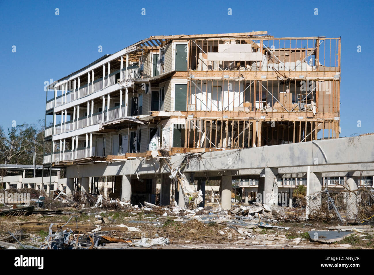 Damage caused by hurricane katrina gulfport mississippi stock photo alamy