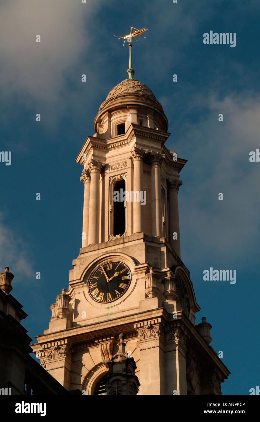 The clock tower of the Royal Exchange, London Stock Photo