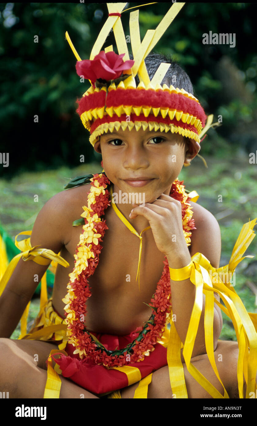 Yap island micronesia south pacific male dancer in traditional costume. Stock Photo