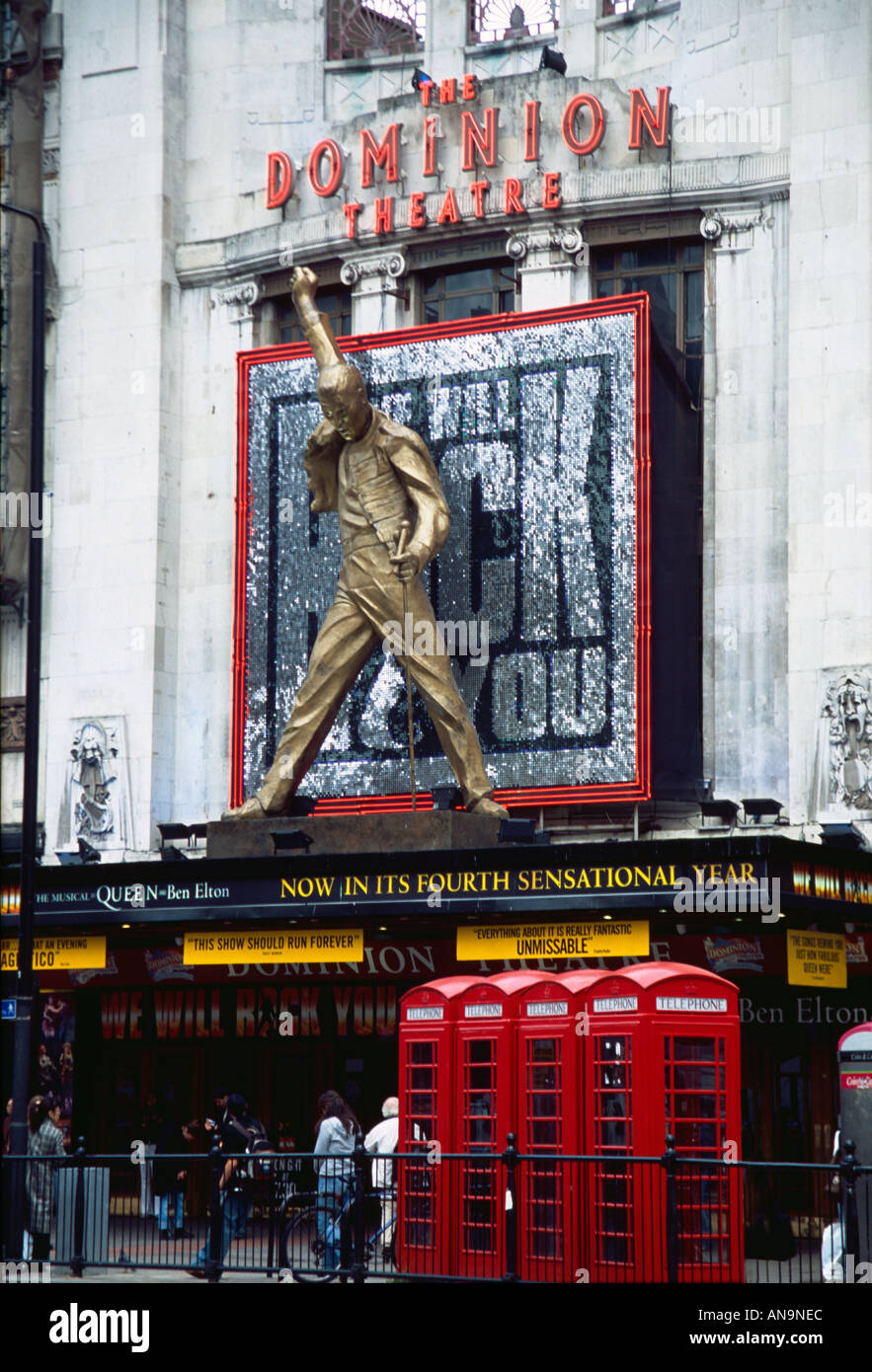Statue of Freddie Mercury outside Dominion Theatre London UK Stock