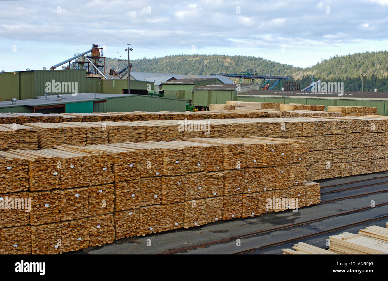 Timber Yard Vancouver Island British Columbia Canada Stock Photo Alamy