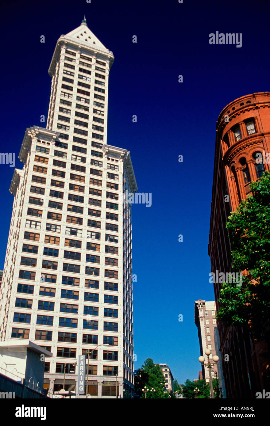Smith Tower at Second Street and Yesler Way Seattle Washington United States North America Stock Photo