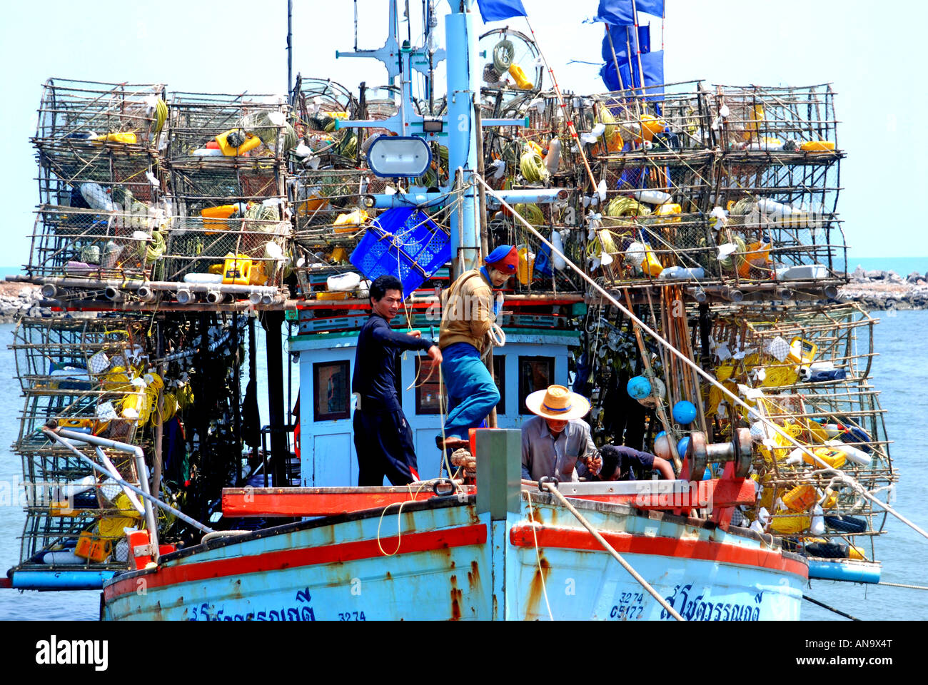 Cha Am Fishing boats port Thailand crab lobster shrimp Stock Photo Alamy