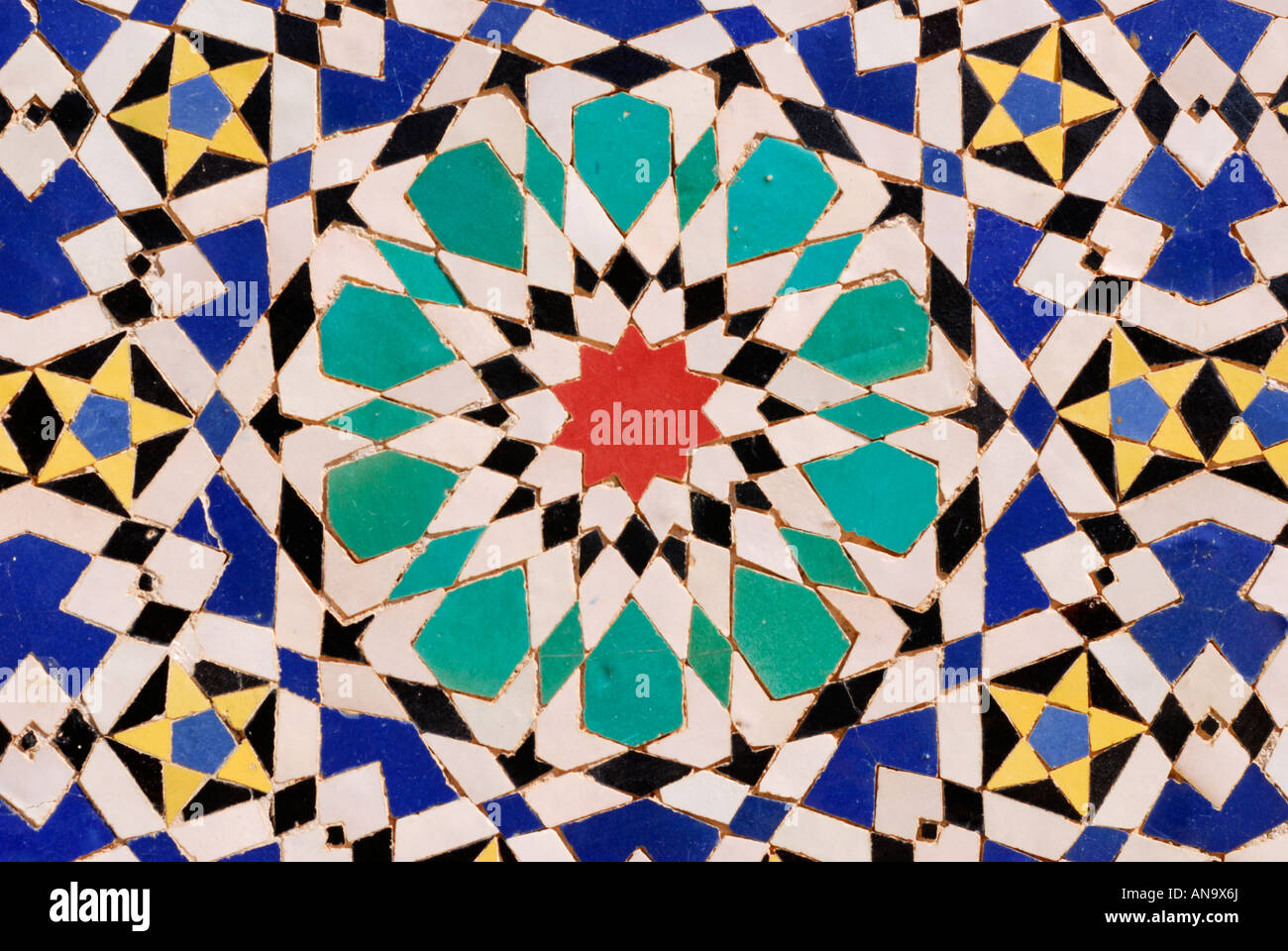 Inlay detail, Royal Palace  Dar el Makhzen gates, Fez, Morocco Stock Photo
